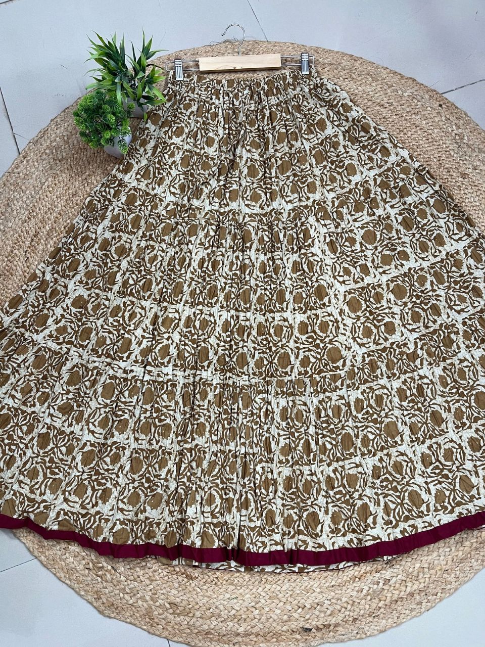 Casual Cotton Printed cream Chavi Indian Skirt