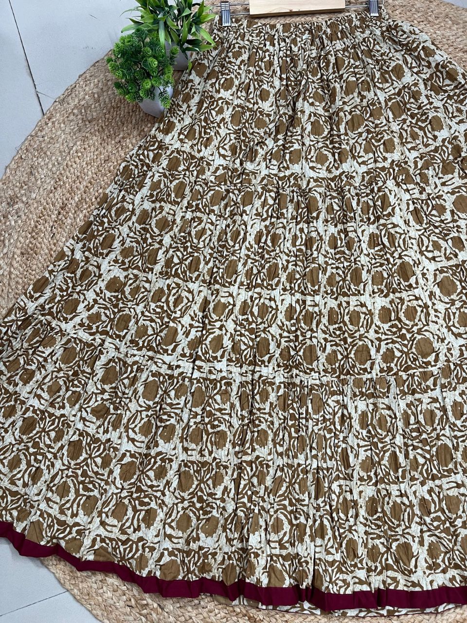 Casual Cotton Printed cream Chavi Indian Skirt