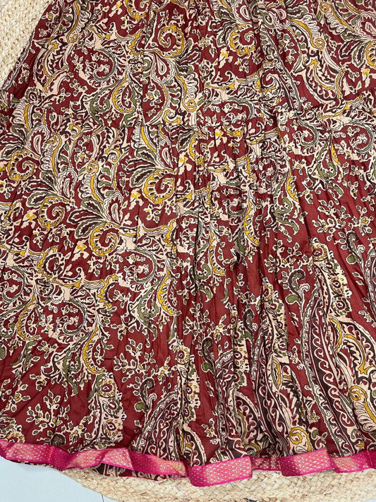 Jaipuri Paisely Print Cotton Maroon Maya Indian Skirt
