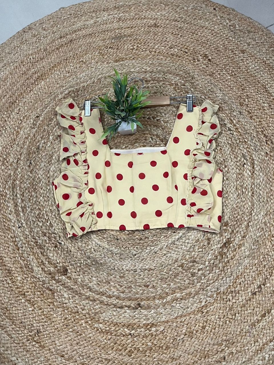 Polka Dots Georgette Sanvi Cream Skirt Set