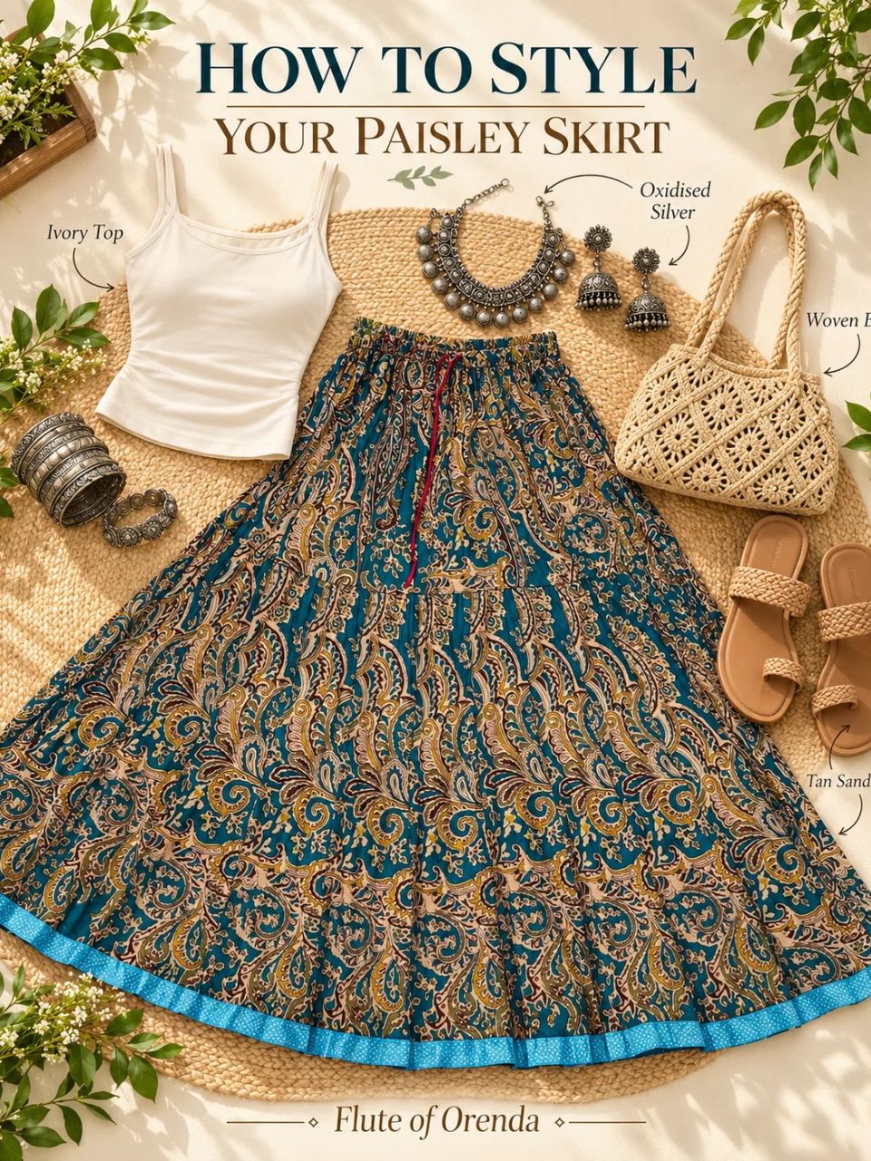 Jaipuri Paisely Print Cotton Blue Disha Indian Skirt