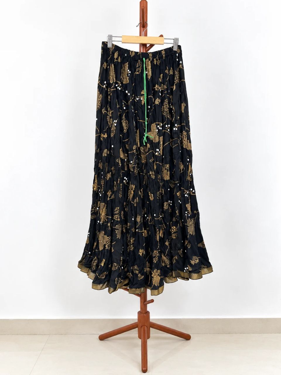 Casual Cotton Printed Black Kaju Indian Skirt