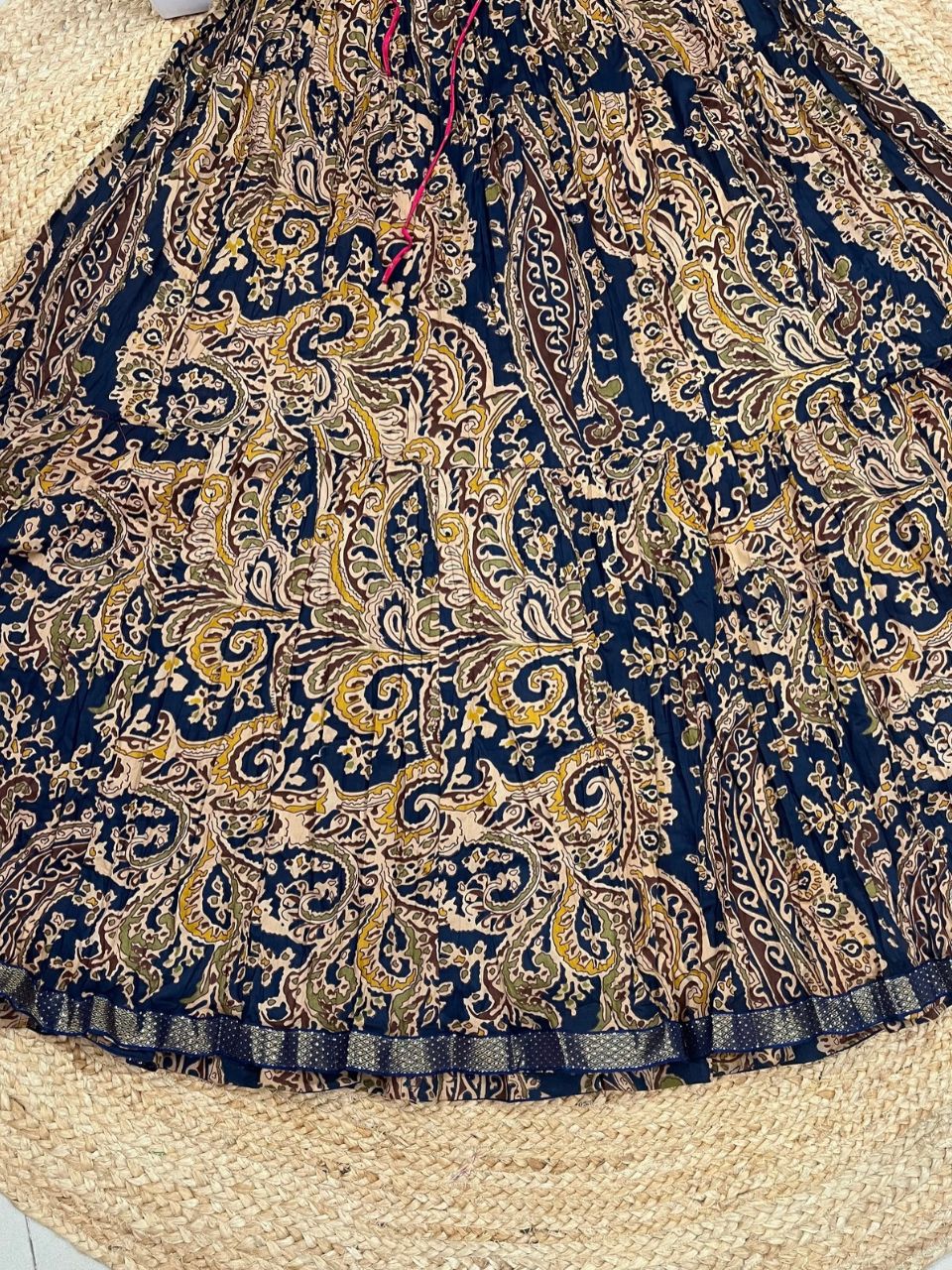 Jaipuri Paisely Print Cotton Black Richi Indian Skirt