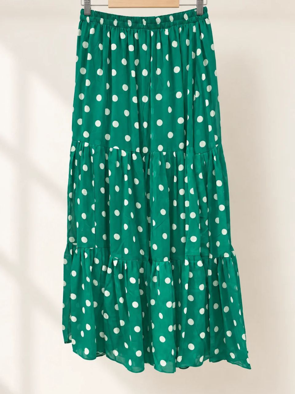 Polka Dots Georgette Manvi Green Skirt Set