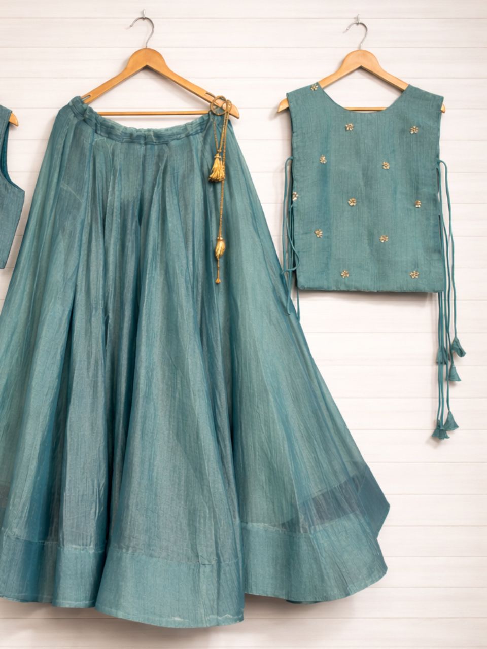 Teal Crush Tissue Gunna Wedding Lehenga