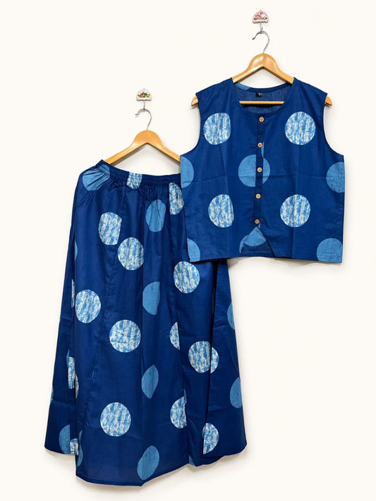 Chic Blue Zena Cambric Cotton Skirt Set