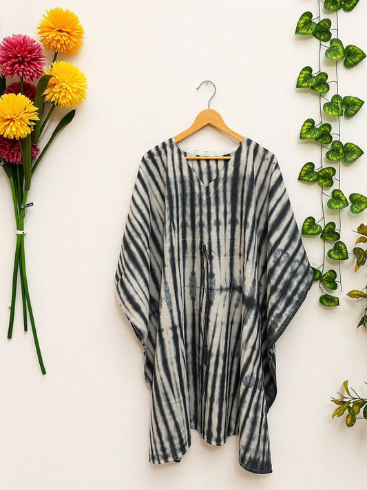 Tie Dye Cotton Black Nora Kaftan