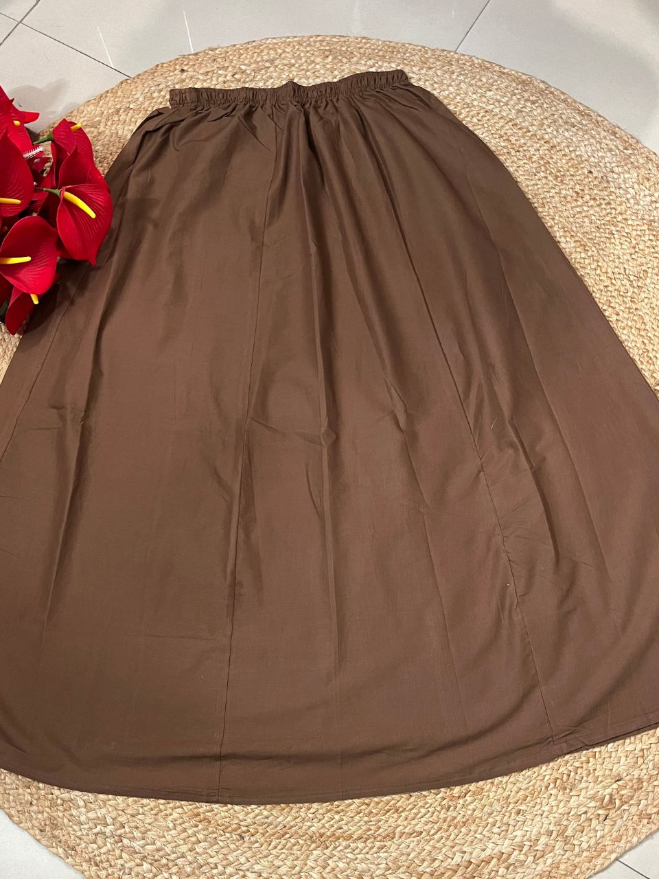 Chic Brown Zoony Cambric Cotton Skirt Set