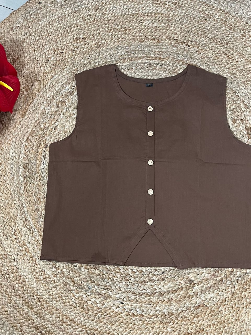 Chic Brown Zoony Cambric Cotton Skirt Set