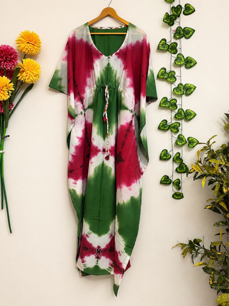 Tie Dye Fuchsia Vartika Cotton Kaftan