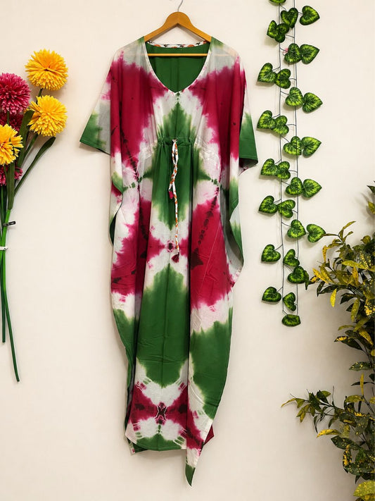 Tie Dye Fuchsia Vartika Cotton Kaftan