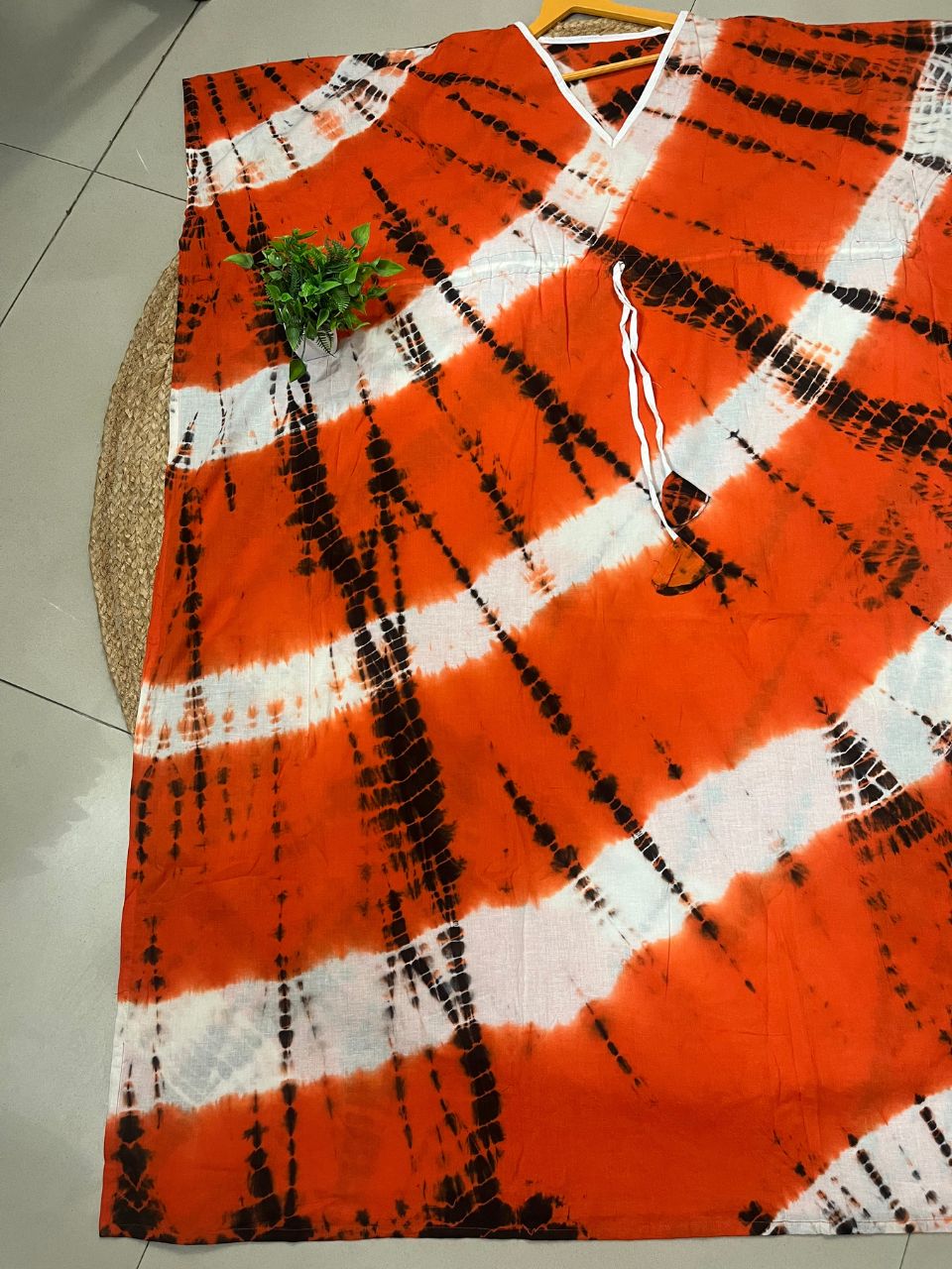 Tie Dye Orange Chinu Cotton Kaftan