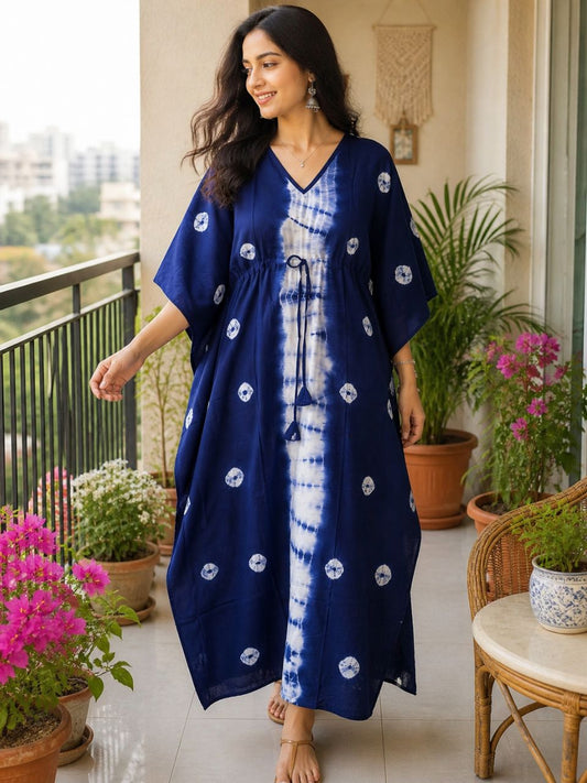Tie Dye Navy Blue Avni Cotton Kaftan