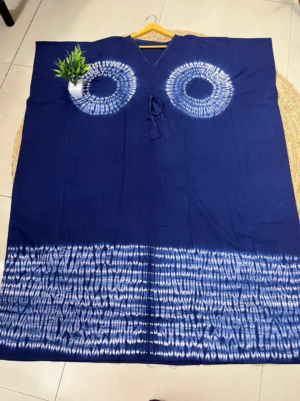 Block Print Navy Blue Ruci Cotton Kaftan