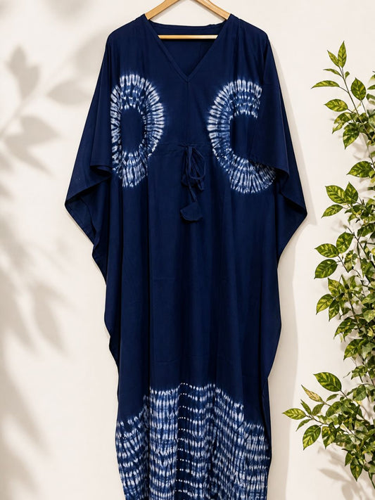 Block Print Navy Blue Ruci Cotton Kaftan