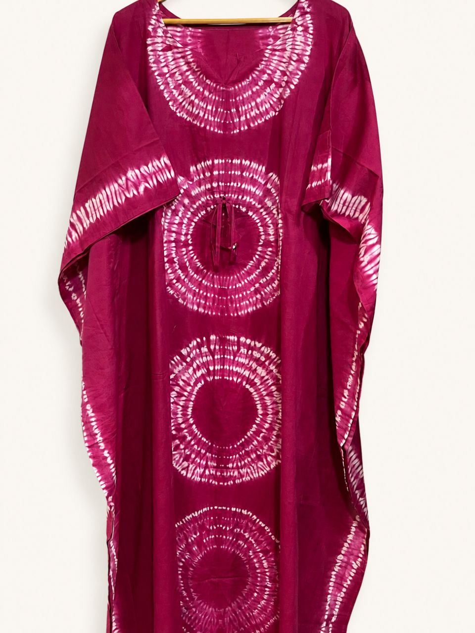 Block Print Fuchsia Reshma Cotton Kaftan