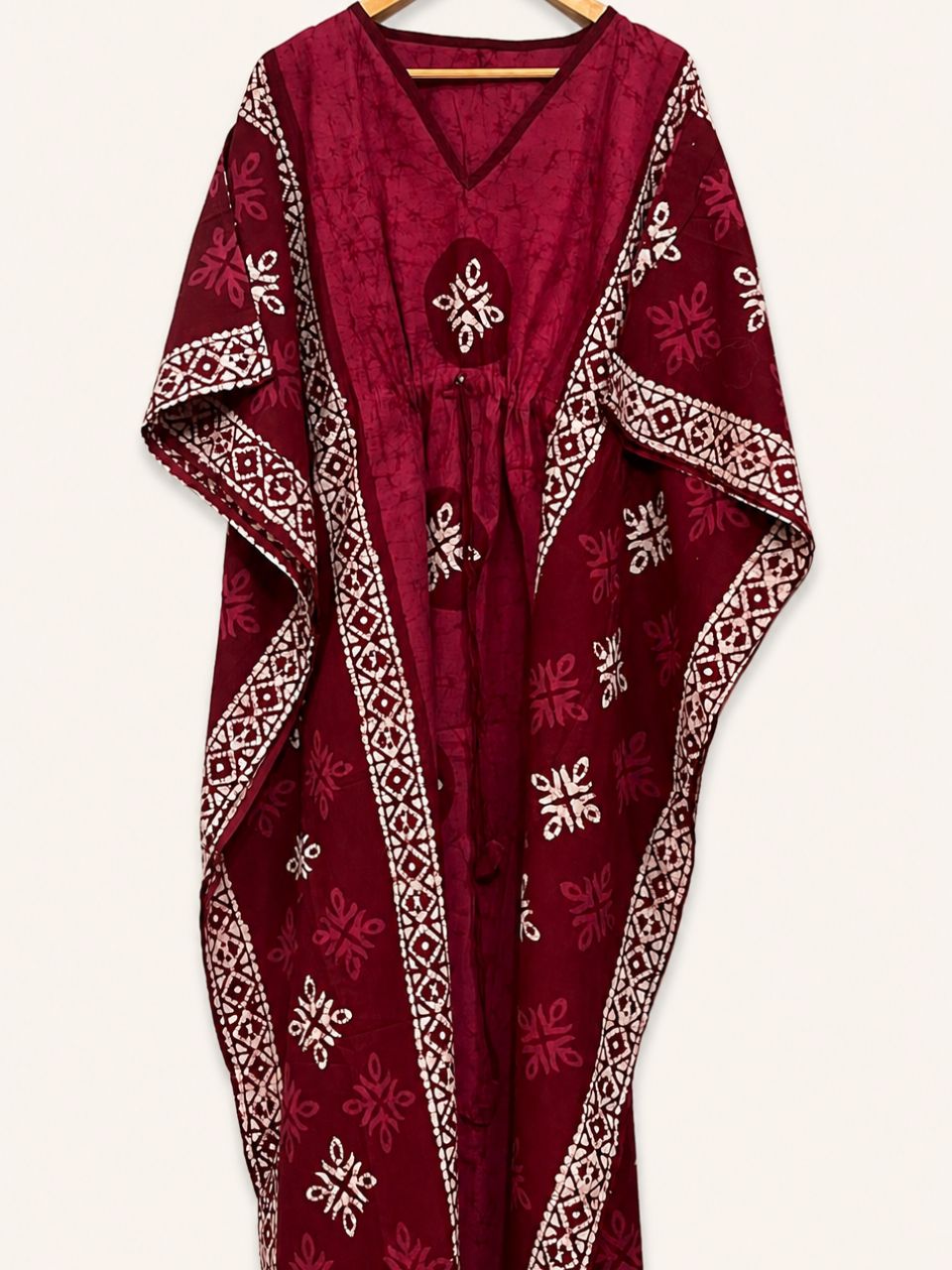 Block Print Red Zenny Cotton Kaftan