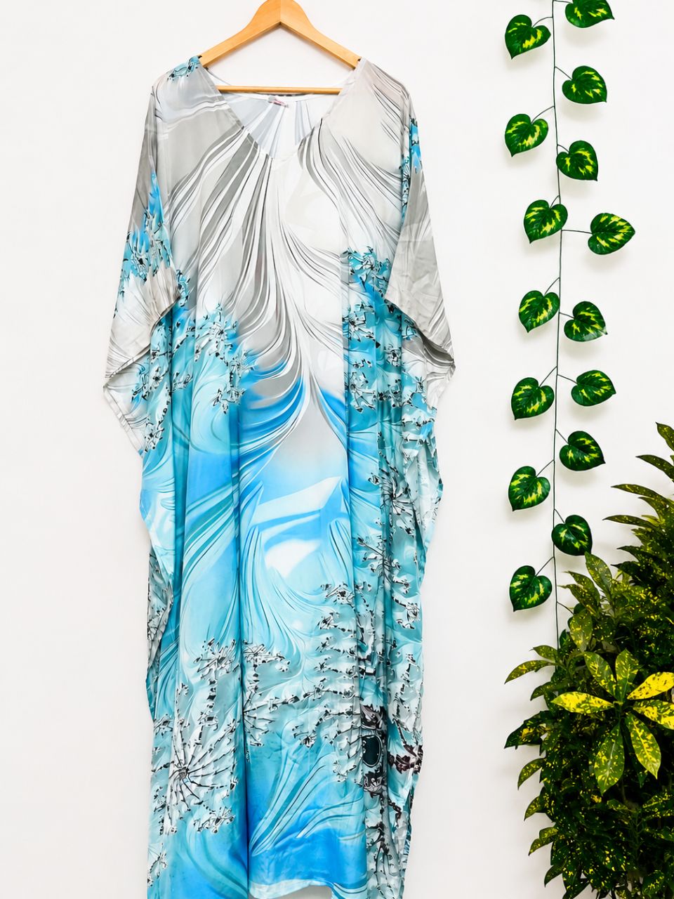 Digital Print Bob Blue Silk Kaftan
