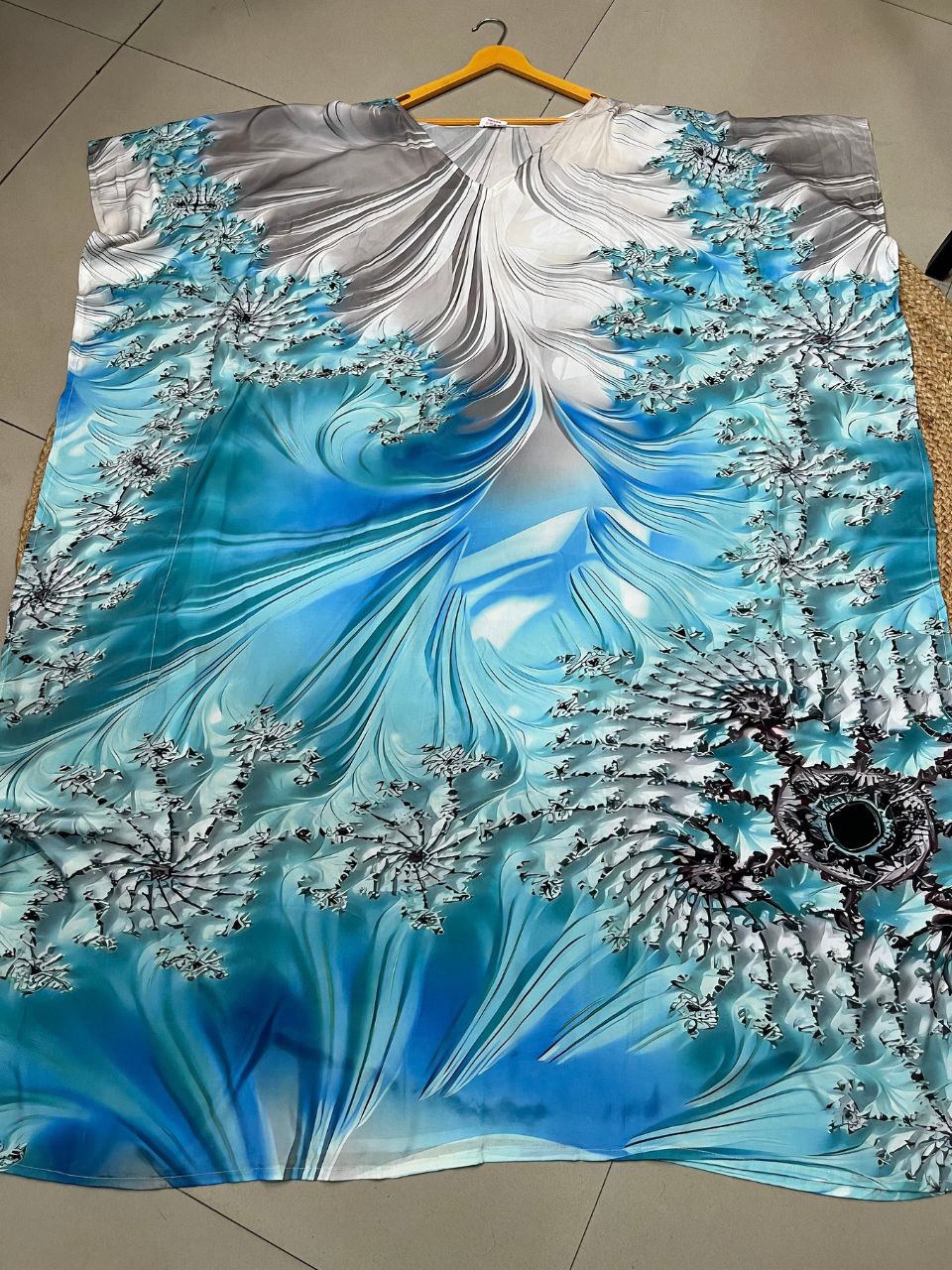 Digital Print Bob Blue Silk Kaftan