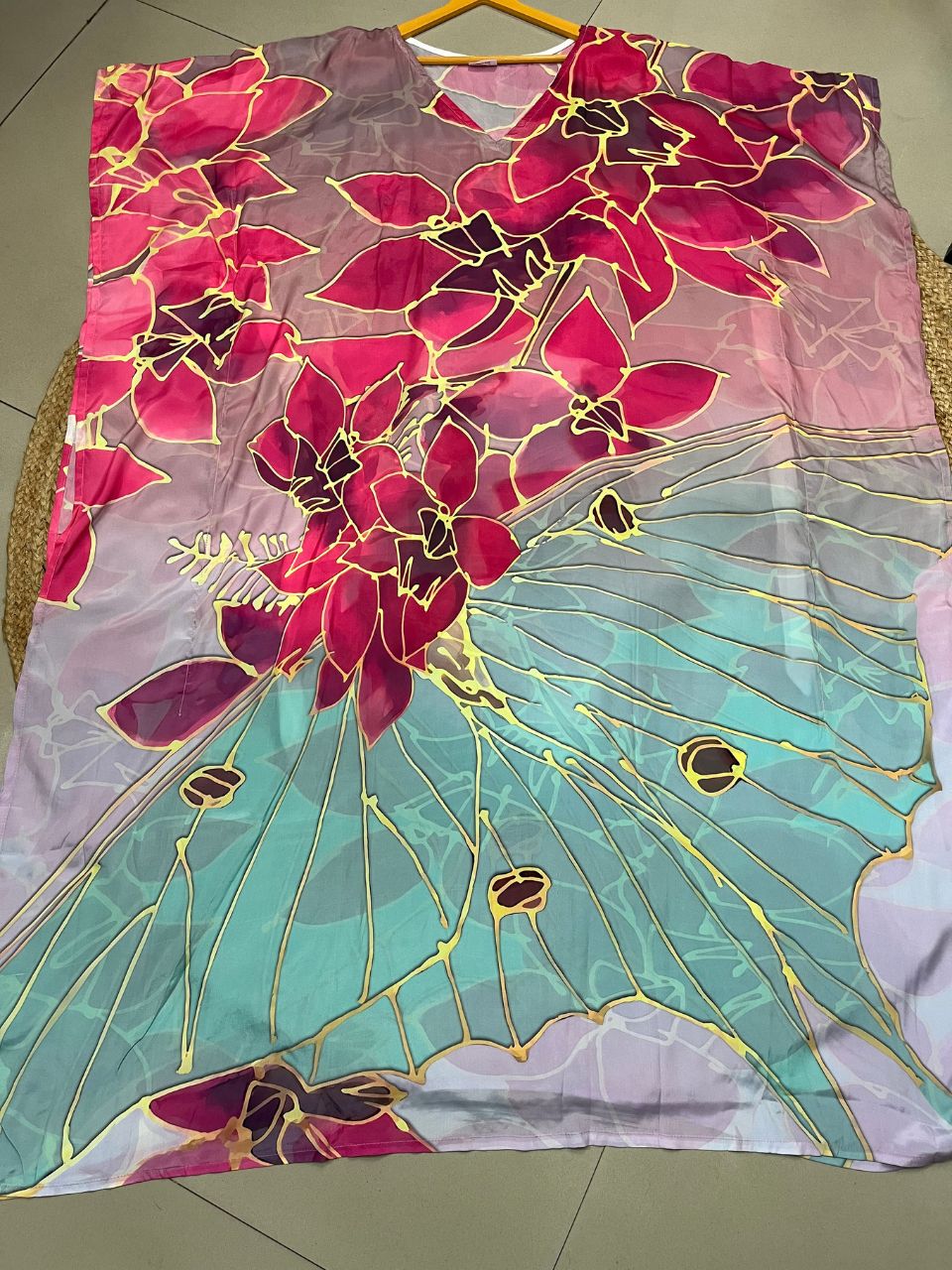 Digital Print Pink Princy Silk Kaftan