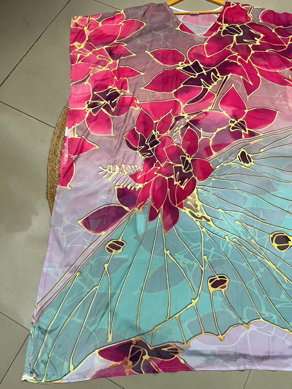 Digital Print Pink Princy Silk Kaftan