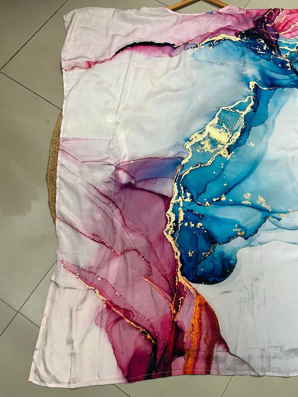 Digital Print Pink Blue Sheeba Silk Kaftan