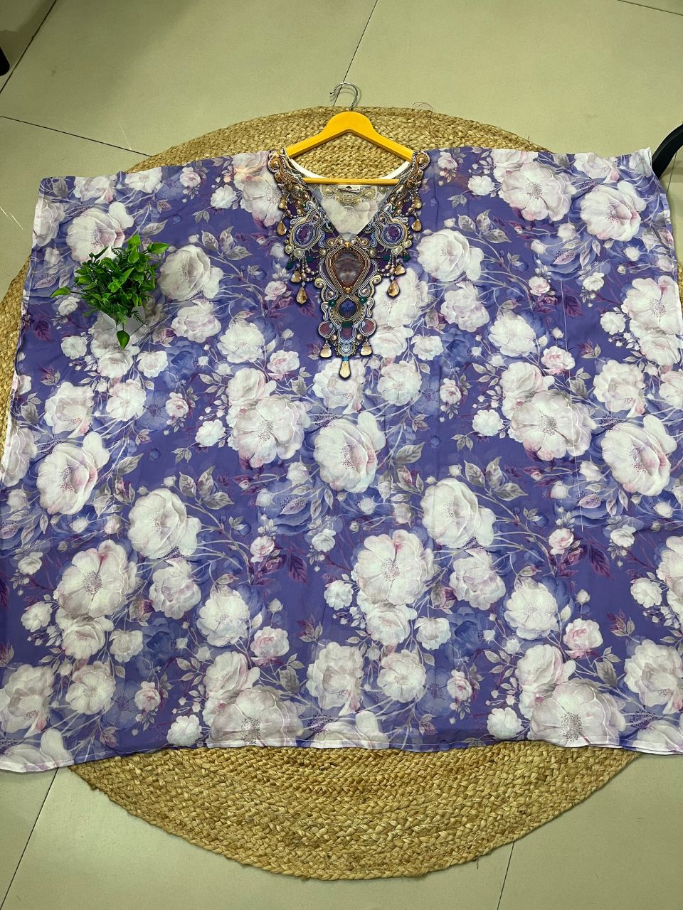 Digital Print Purple Rupa Georgette Kurti Kaftan