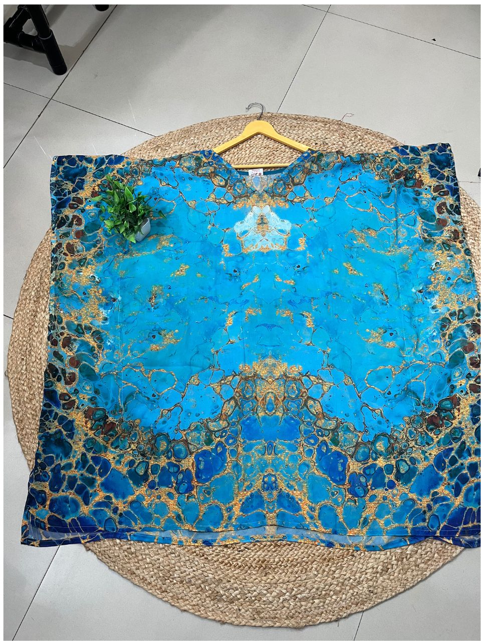Digital Print Blue Georgette Kurti Kaftan
