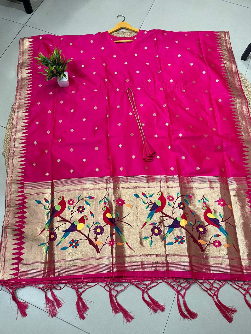Fuchsia Paithani Silk Mohini kaftan