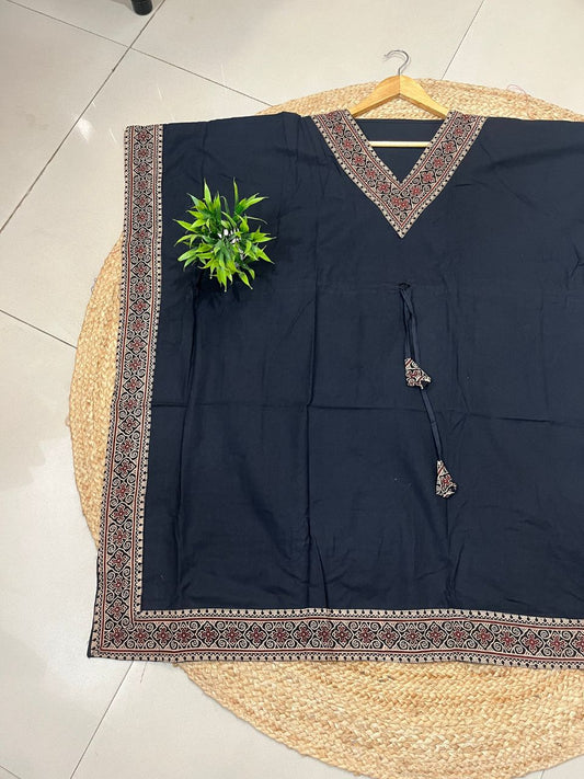 Trendy Cotton Black Dipi Kurti Kaftan