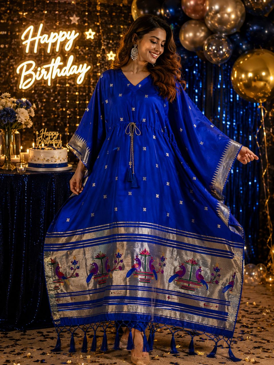 Royal Blue Paithani Silk Rani Sa Kaftan
