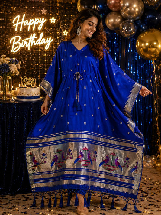 Royal Blue Paithani Silk Rani Sa Kaftan