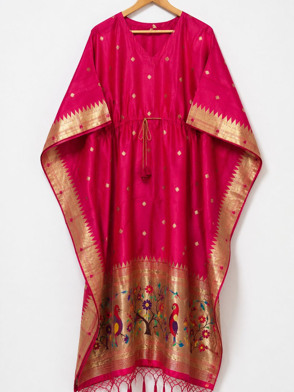 Fuchsia Paithani Silk Mohini kaftan