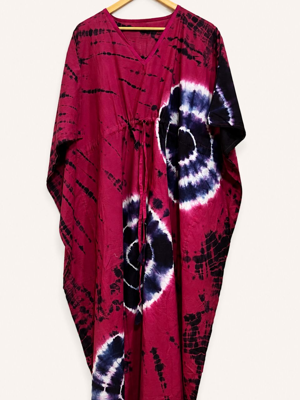 Block Print Fuchsia Cheeni Cotton Kaftan