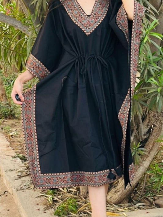 Trendy Cotton Black Dipi Kurti Kaftan
