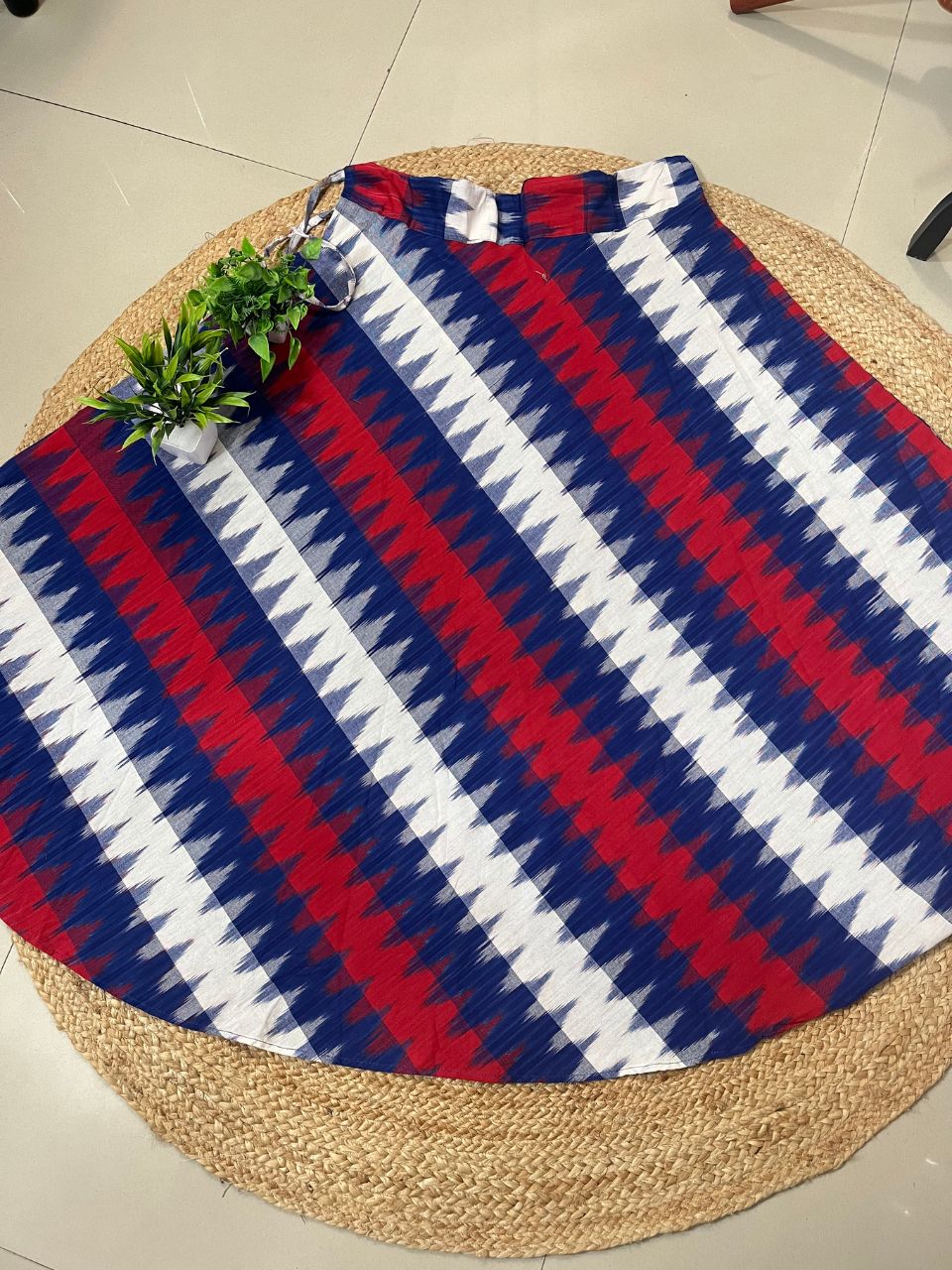 Ikkat Blue Romy Cotton Indian Skirt
