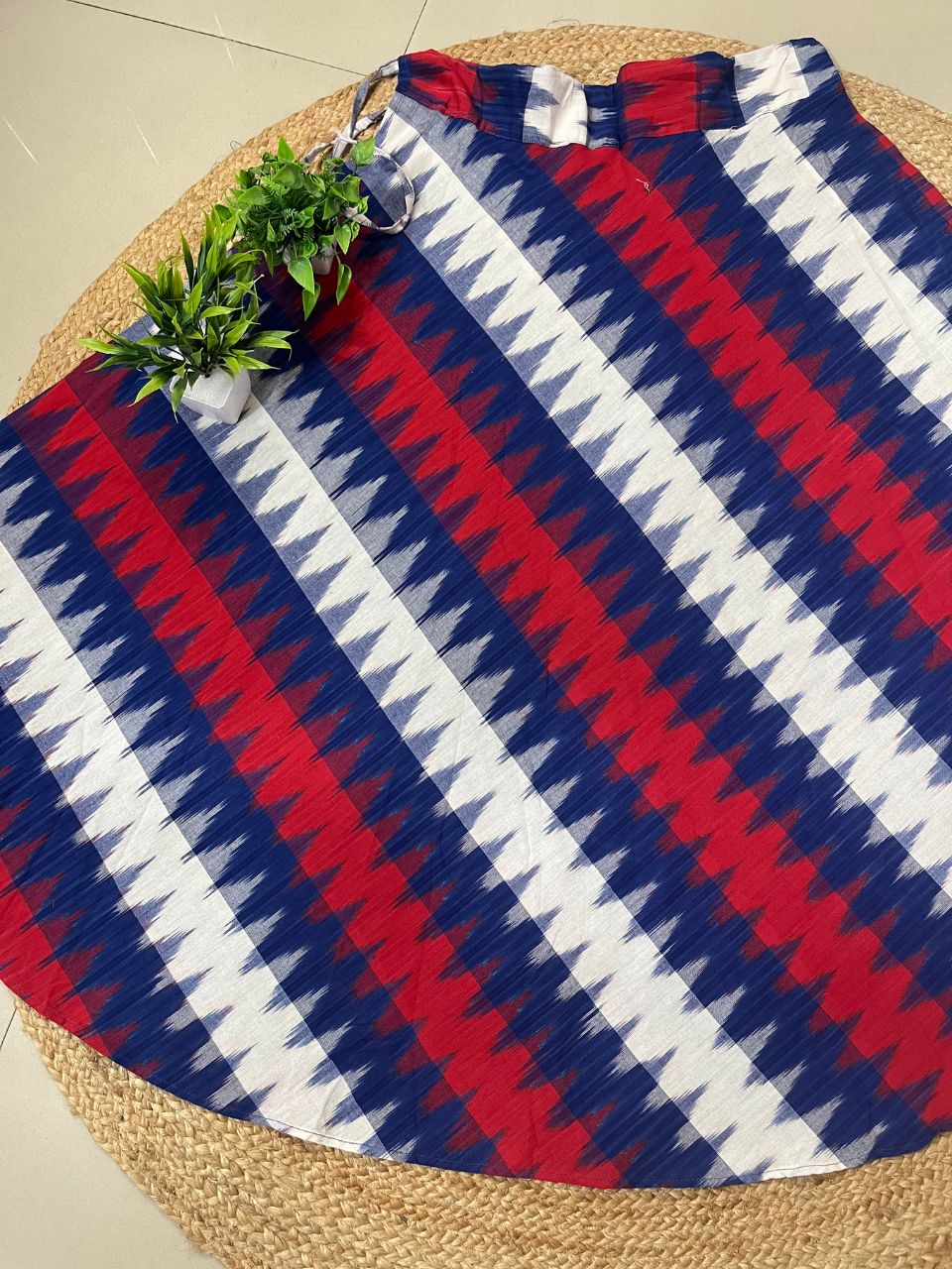 Ikkat Blue Romy Cotton Indian Skirt