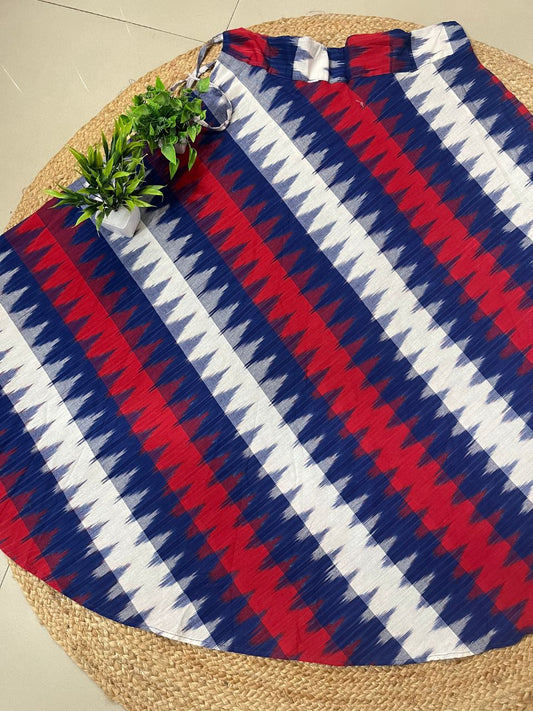 Ikat Blue Romy Cotton Indian Skirt