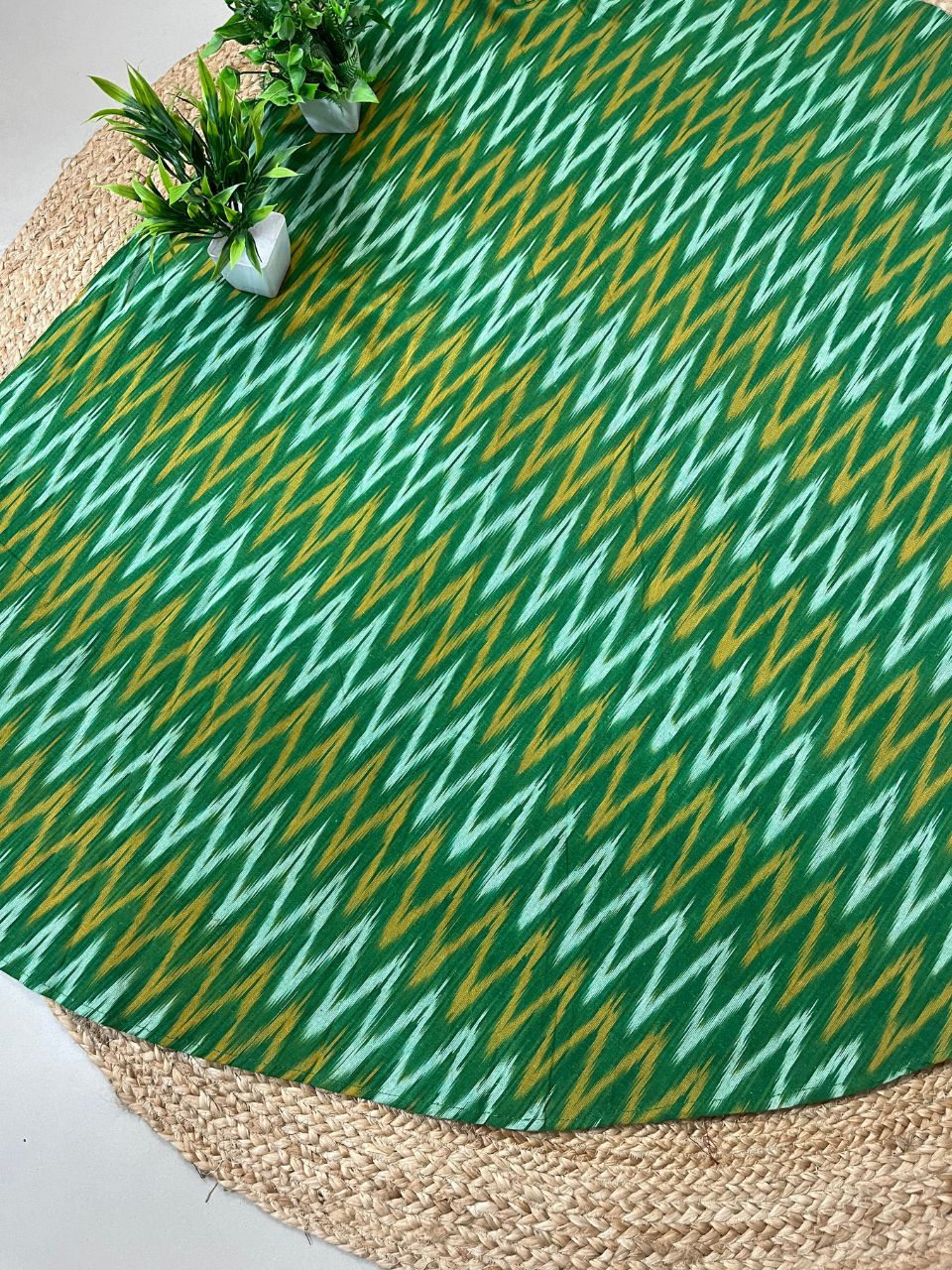 Ikkat Green Taruna Cotton Indian Skirt