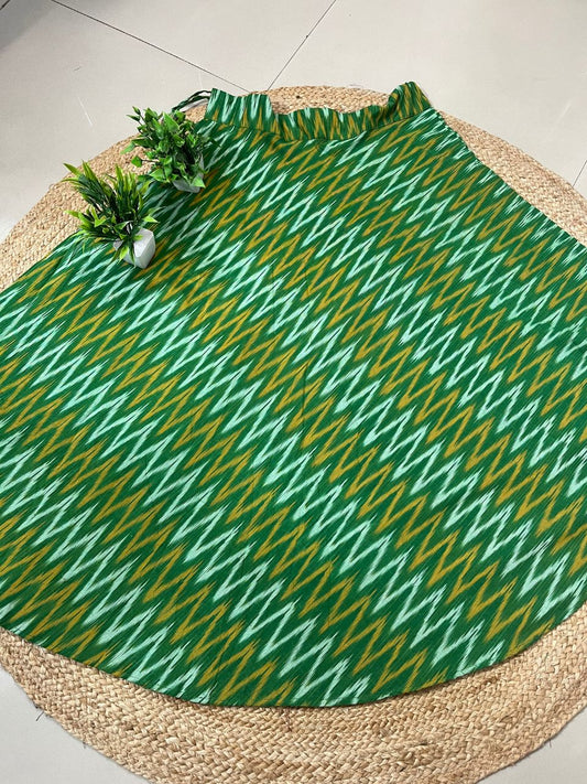 Ikat Green Taruna Cotton Indian Skirt