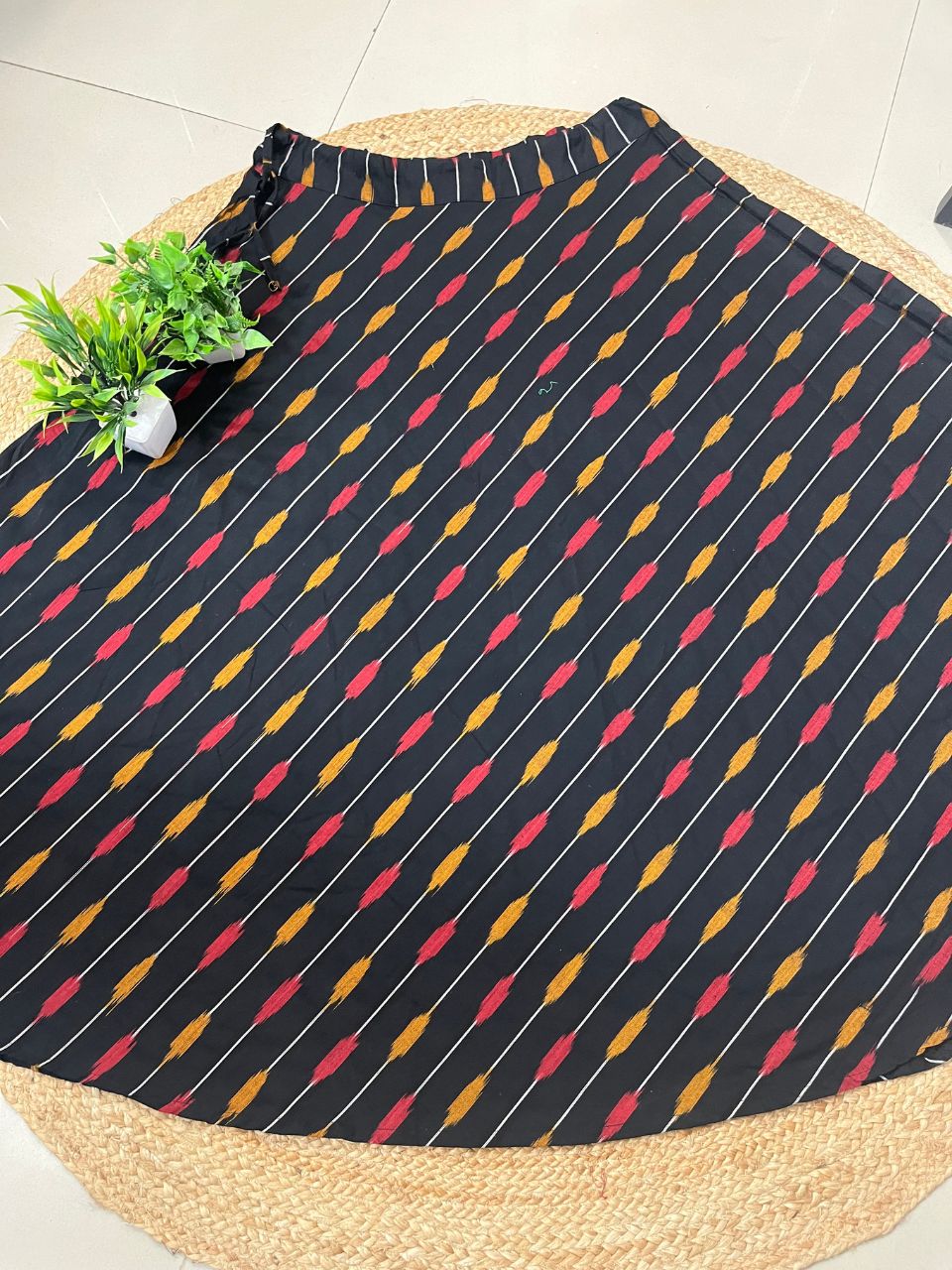 IkKat Black Pocham Cotton Indian Skirt