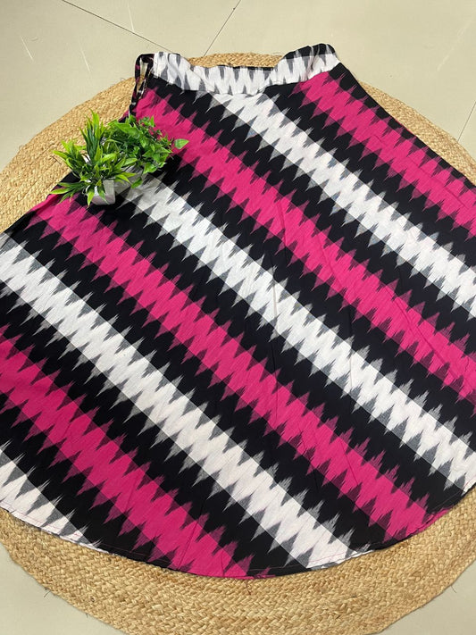 Ikat Pink Oki Cotton Indian Skirt