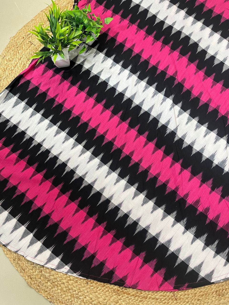 Ikkat Pink Oki Cotton Indian Skirt