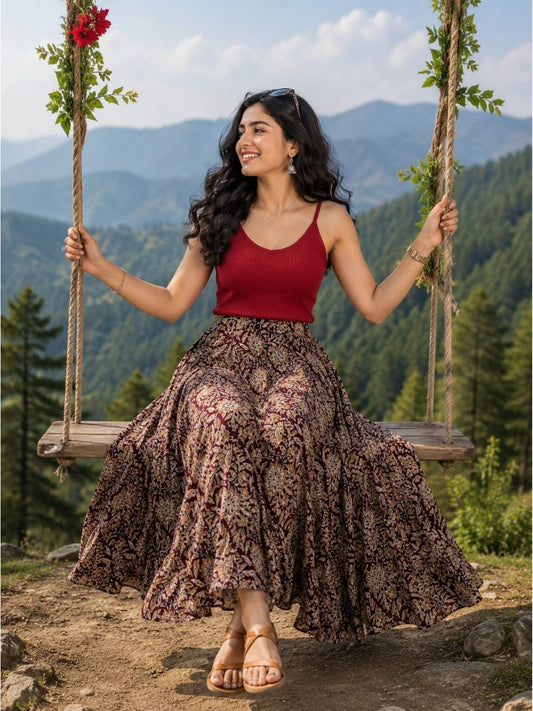 Kalamkari Gule Cotton Indian Skirt