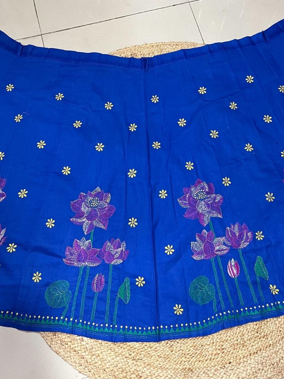 Kantha Blue Kanchi Wrap Indian Skirt