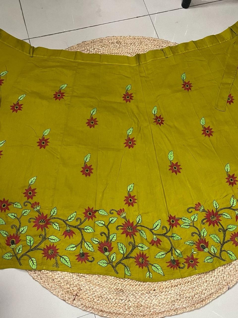 Kantha Mehandi Green Yuvika  Kantha Wrap Skirt