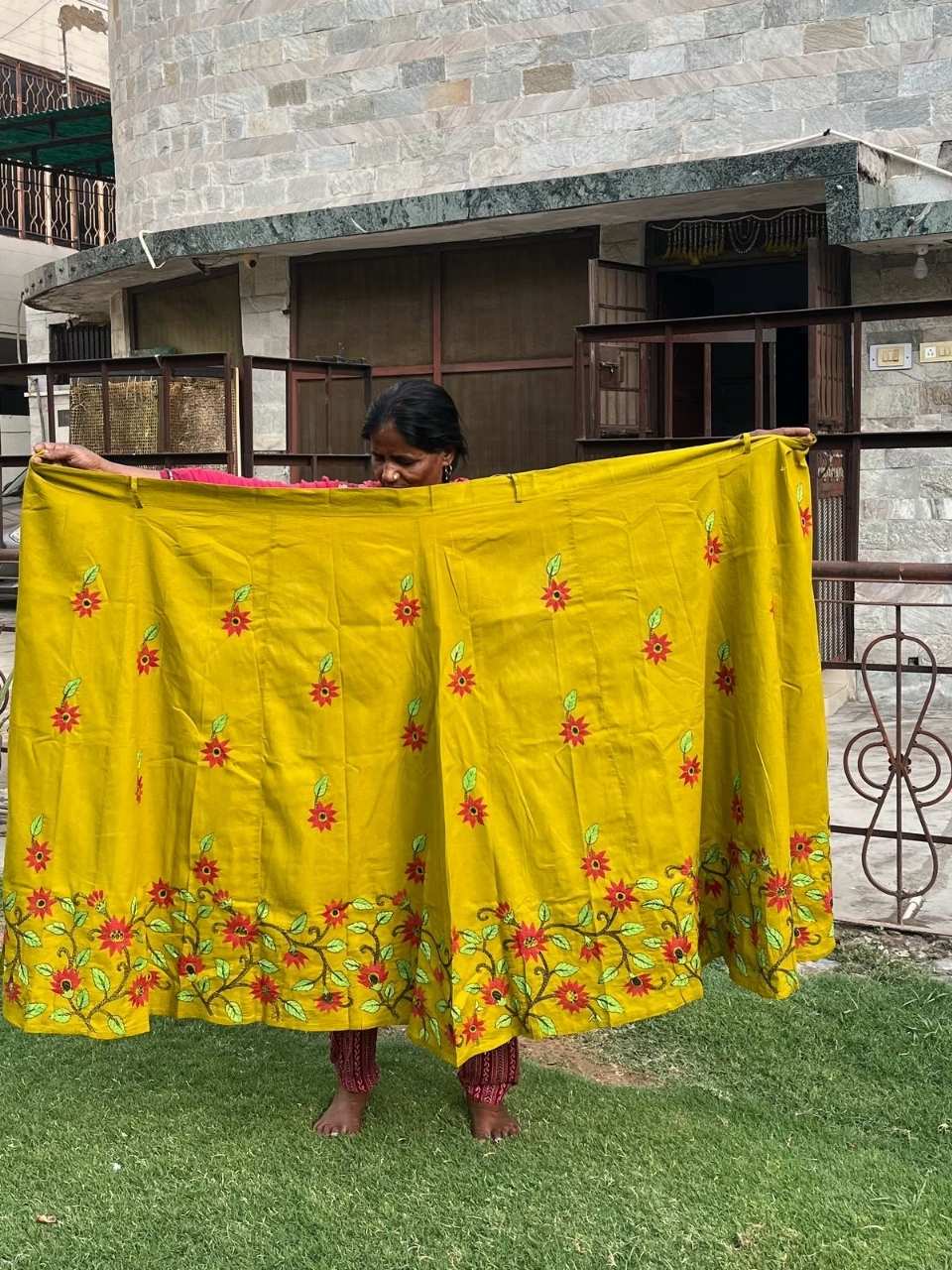 Kantha Mehandi Green Yuvika  Kantha Wrap Skirt