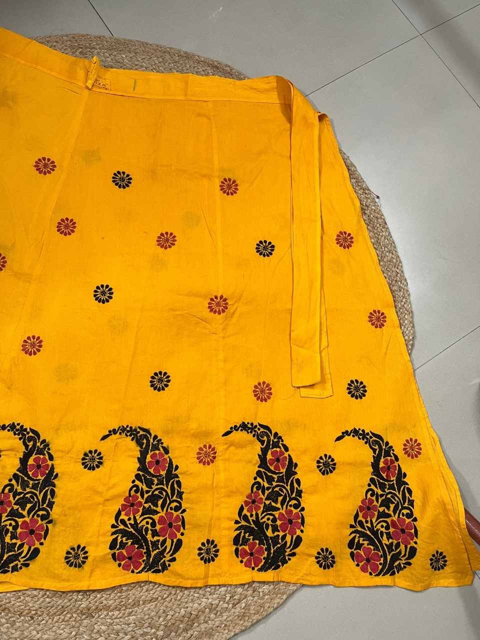 Kantha Yellow Yana Wrap Indian Skirt