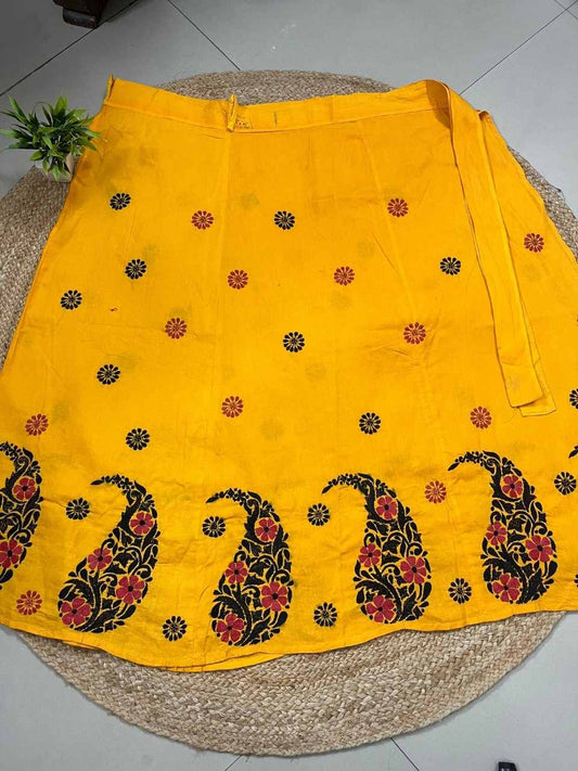 Kantha Yellow Yana Wrap Indian Skirt