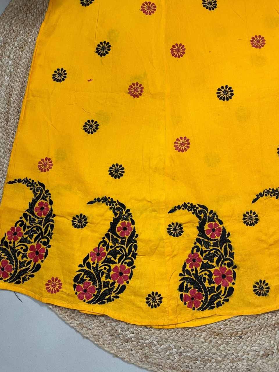 Kantha Yellow Yana Wrap Indian Skirt